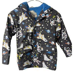 Hatley Astronaut Rocket Gray Raincoat Size 6